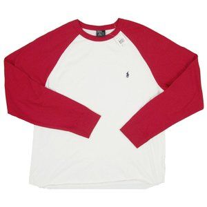 NEW Vintage Polo Ralph Lauren Long Sleeve T Shirt! XL White & Red Baseball Shirt